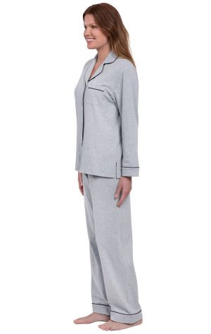 Solid Jersey Button-Front Pajamas