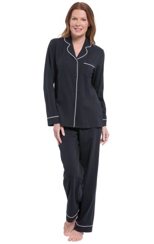 Solid Jersey Button-Front Pajamas