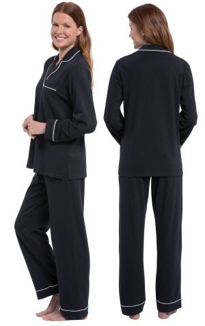 Solid Jersey Button-Front Pajamas