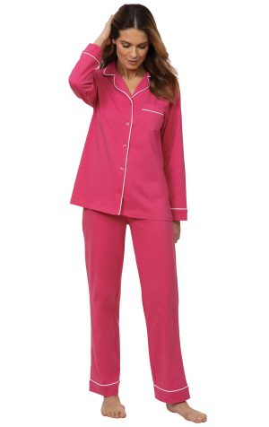Solid Jersey Button-Front Pajamas