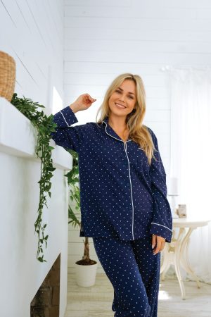 Classic Polka-Dot Button-Front Pajamas
