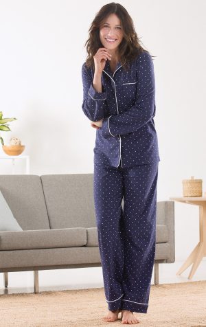 Classic Polka-Dot Button-Front Pajamas